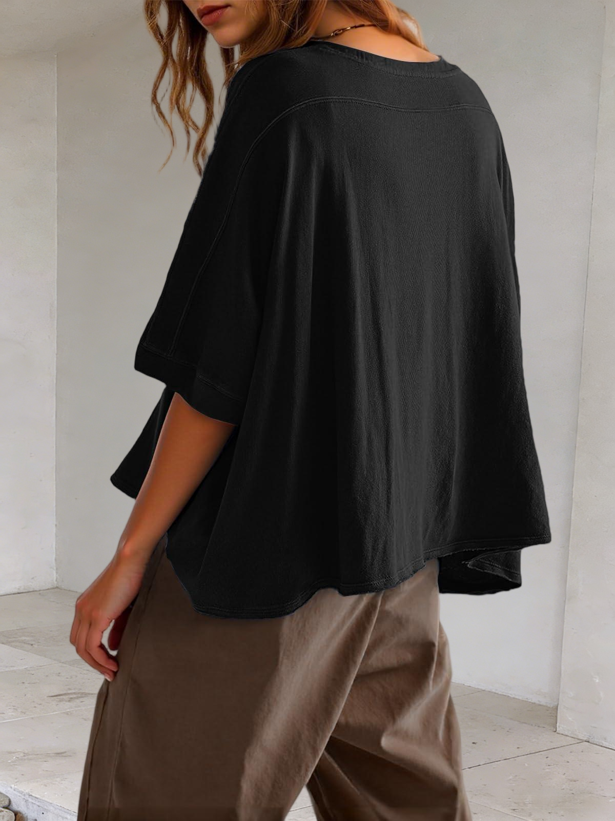 Imily Bela Womens Oversized T-Shirts Cropped Summer Casual Short Sleeve Loose Fit Tee Tops