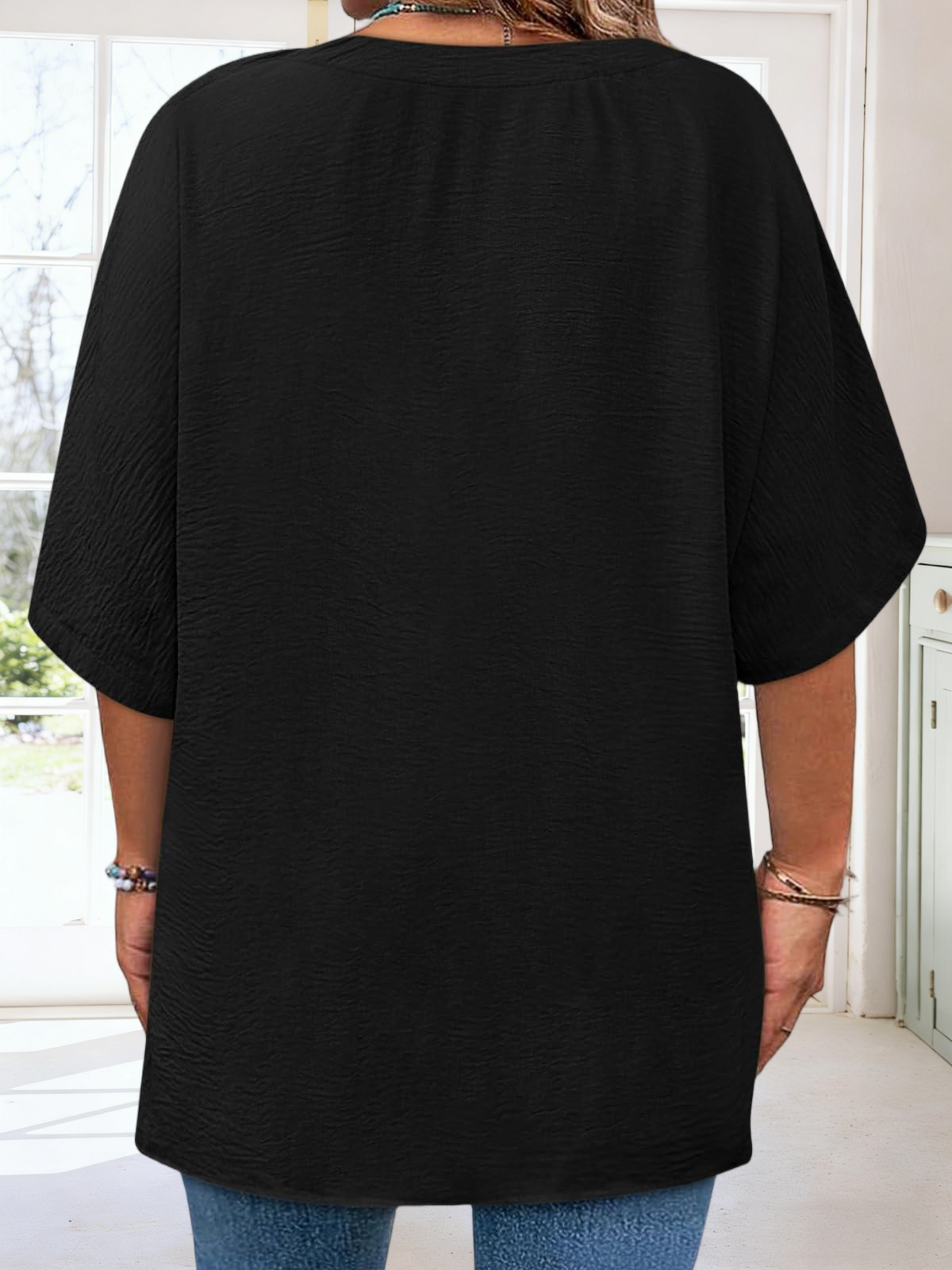 Imily Bela Womens Plus Size Tops Short Sleeve V Neck Tee Blouse Summer Loose Fit Casual Tunic Top XL-5XL