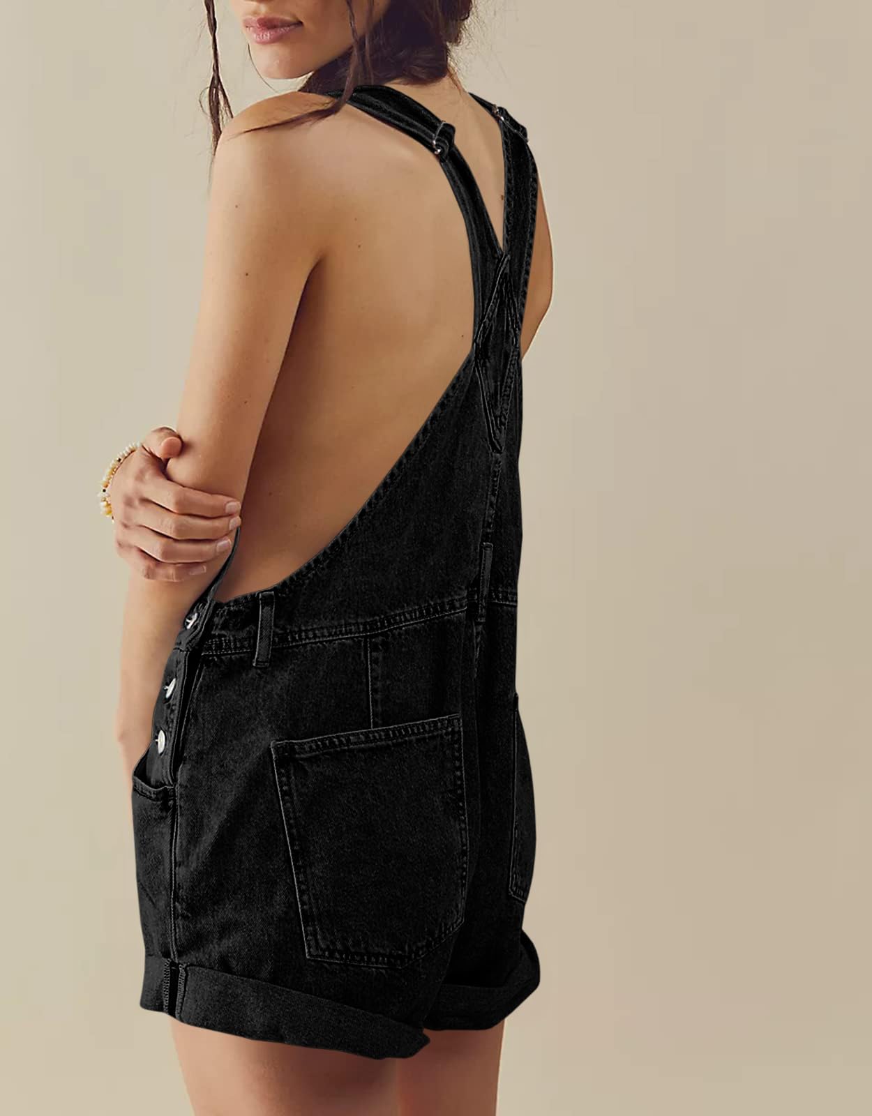 Imily Bela Womens Denim Bib Overall Shorts Casual Classic Adjustable Straps Cuffed Hem Jean Shortalls Summer Outfits