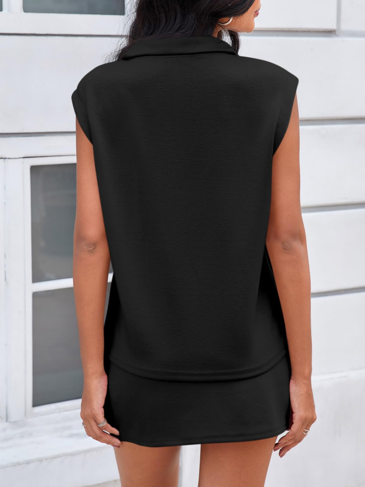 Imily Bela Womens 2 Piece Skirt Sets Summer Sleeveless Half Zip Sweatshirt Athletic Skorts Tennis Outfits Casual Sweatsuits