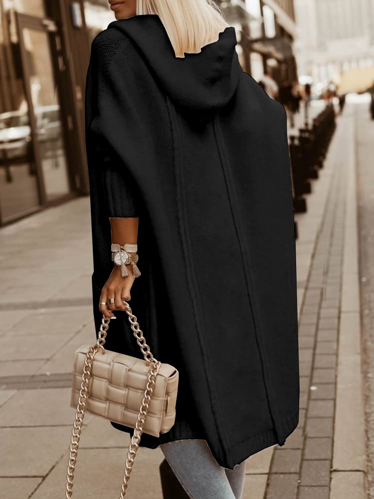 Hooded Open-Front Pocketed Cardigan