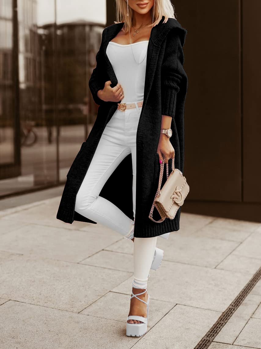 Hooded Open-Front Pocketed Cardigan