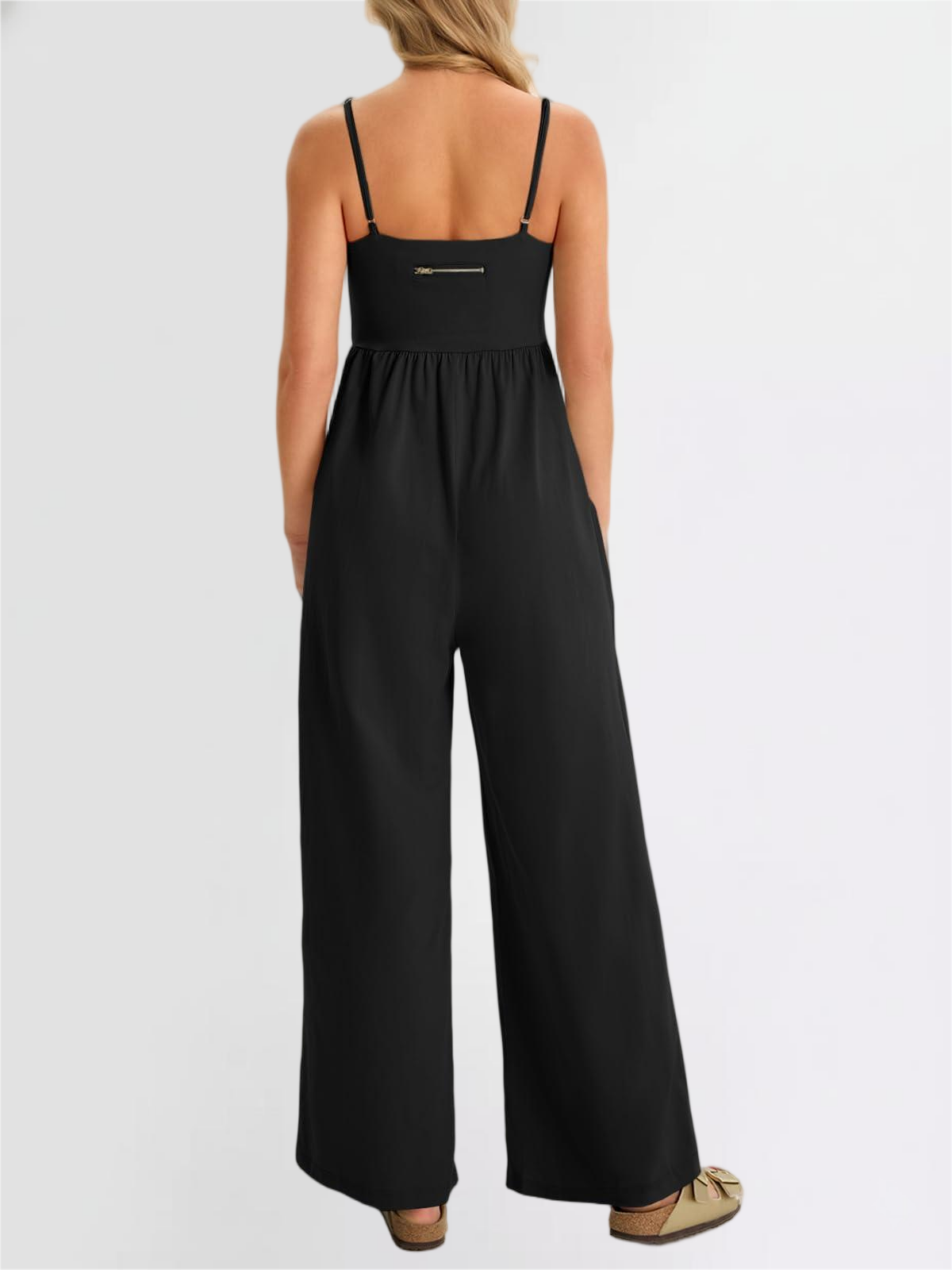 Imily Bela Womens Summer Jumpsuits One Piece Casual Loose Overalls Spaghetti Strap Wide Leg Rompers With Pockets Workout Outfits