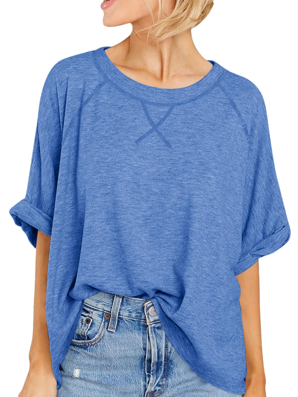 Imily Bela Oversized Tshirts Summer Short Sleeve Shirts Casual Loose Fit Basic Tees