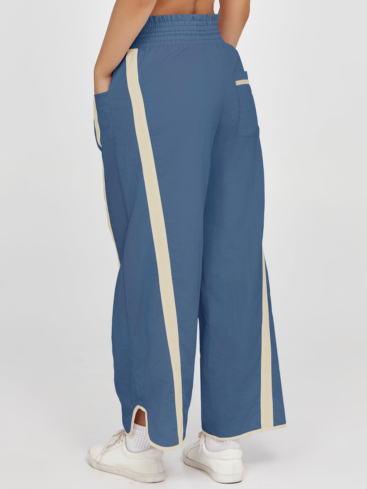 Imily Bela Women's Baggy Wide Leg Pants Casual Drawstring Elastic Waisted Contrast Color Workout Y2K Track Pants