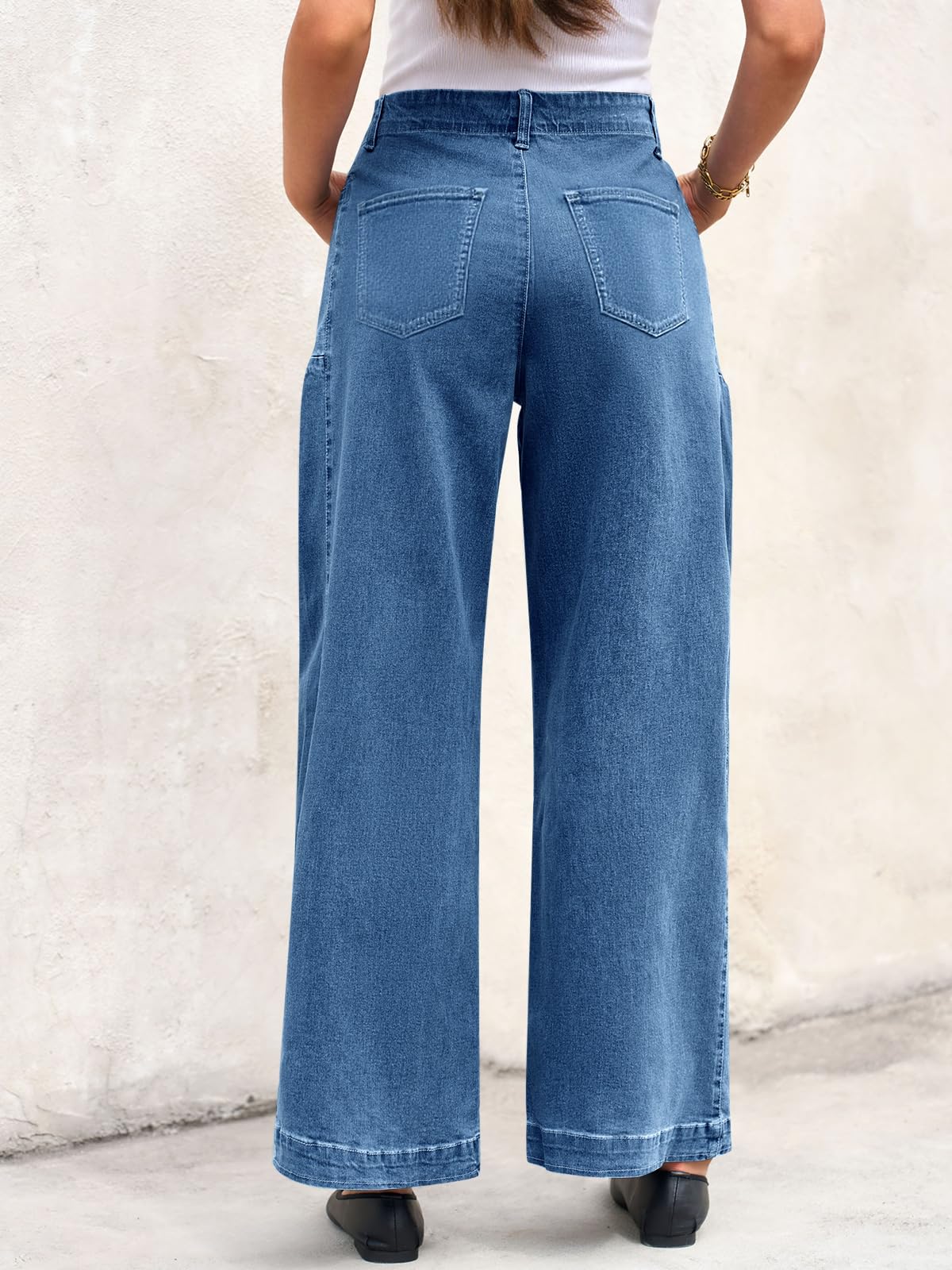 Imily Bela Womens Wide Leg Jeans High Waisted Stretchy Baggy Loose Denim Casual Pants with Pockets