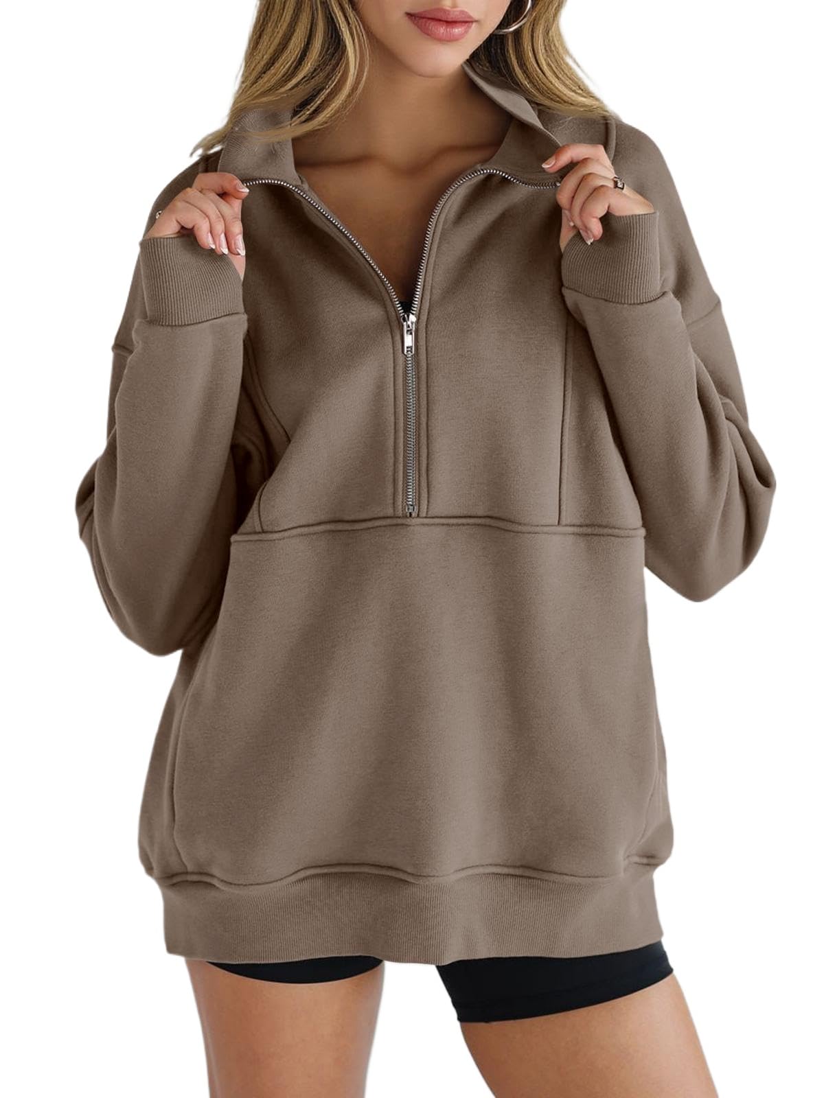 Paneled Half-Zip Sweatshirt