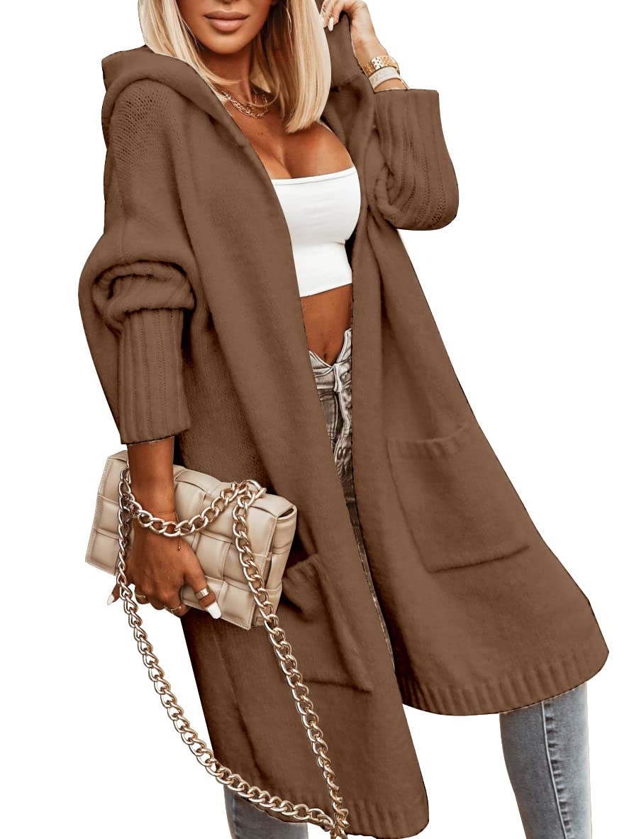Hooded Open-Front Pocketed Cardigan