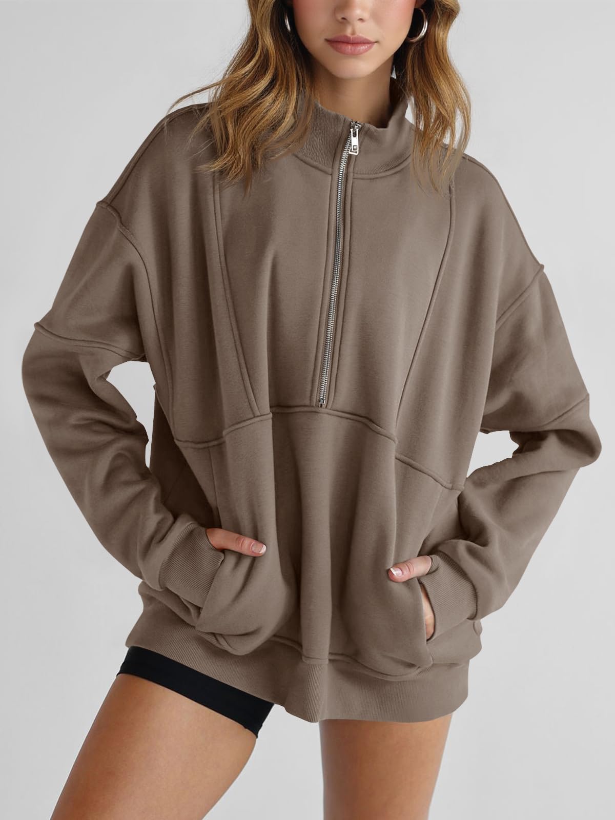 Paneled Half-Zip Sweatshirt