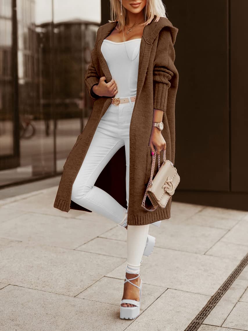 Hooded Open-Front Pocketed Cardigan