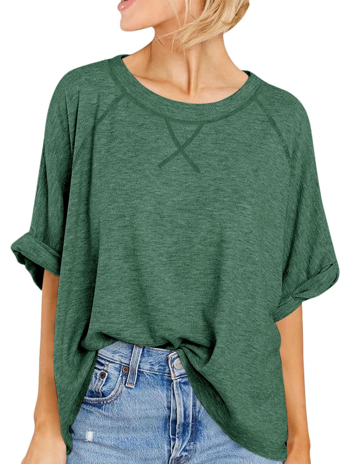 Imily Bela Oversized Tshirts Summer Short Sleeve Shirts Casual Loose Fit Basic Tees