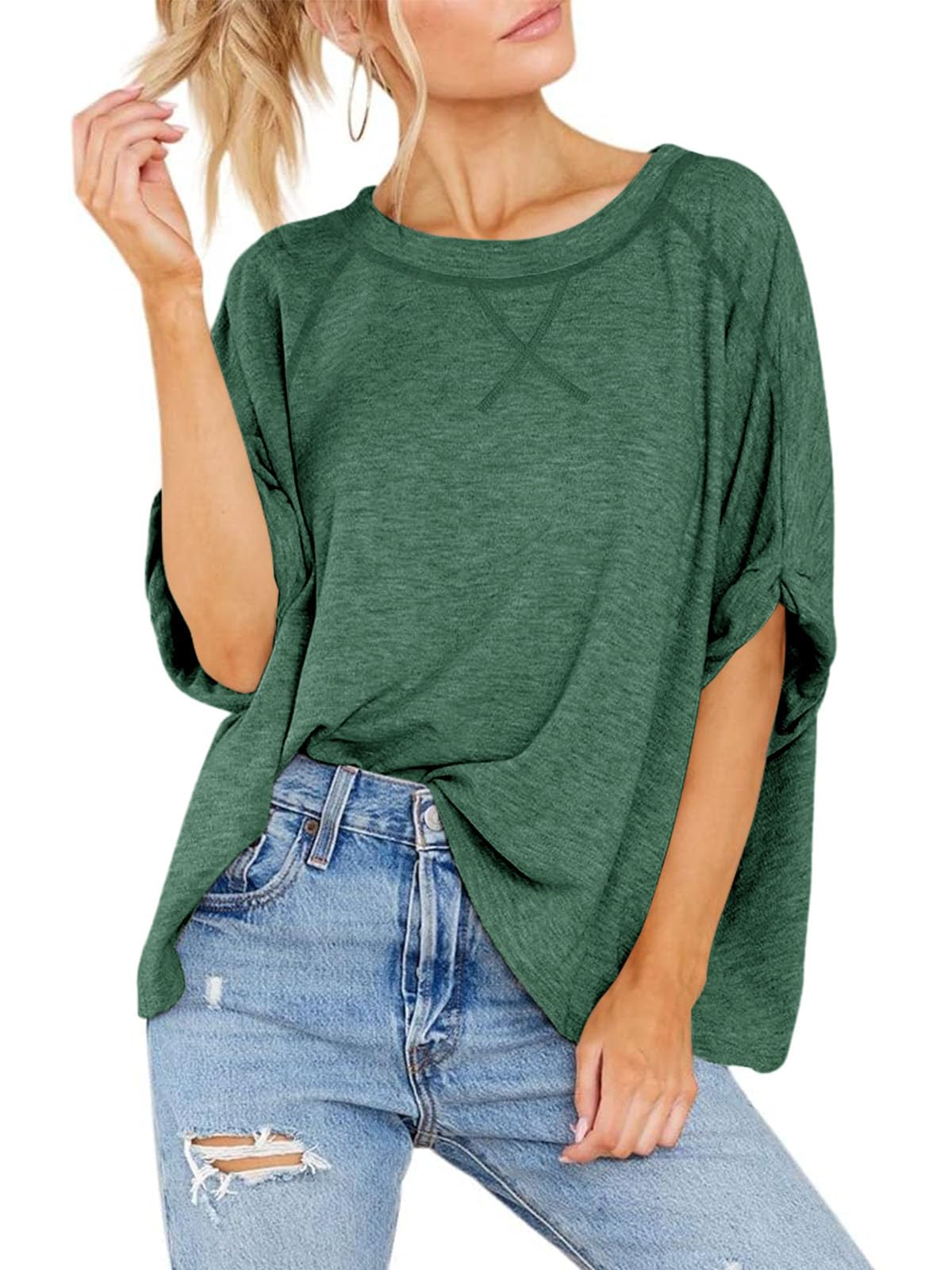 Imily Bela Oversized Tshirts Summer Short Sleeve Shirts Casual Loose Fit Basic Tees