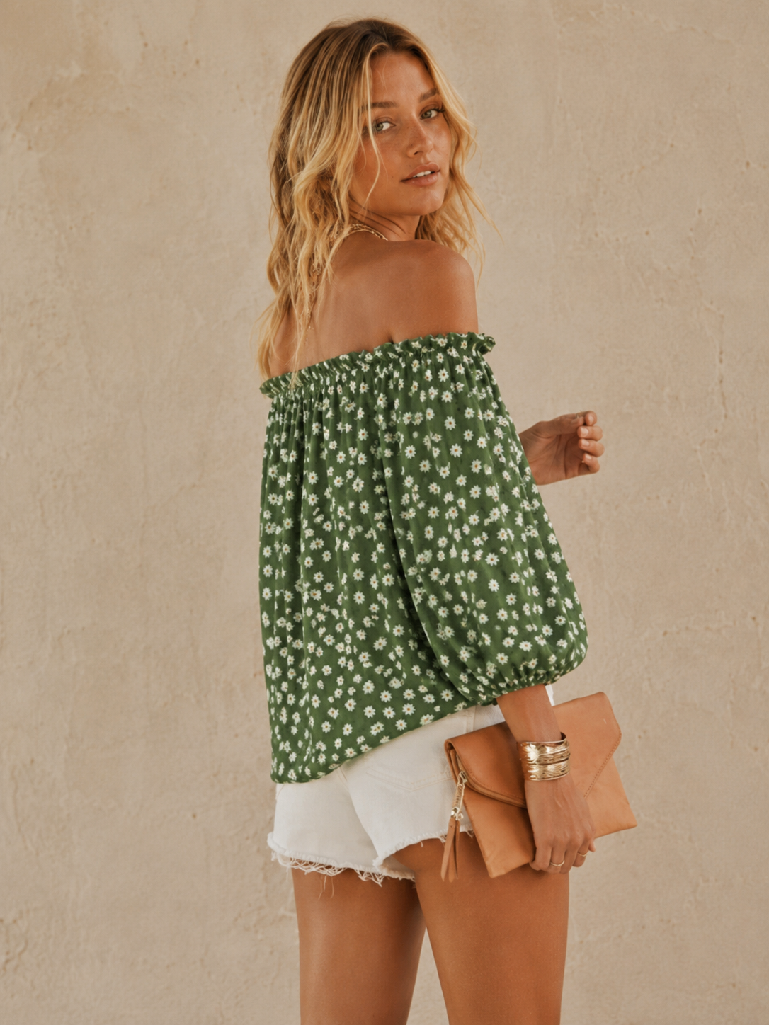 Floral Off-Shoulder Chiffon Blouse