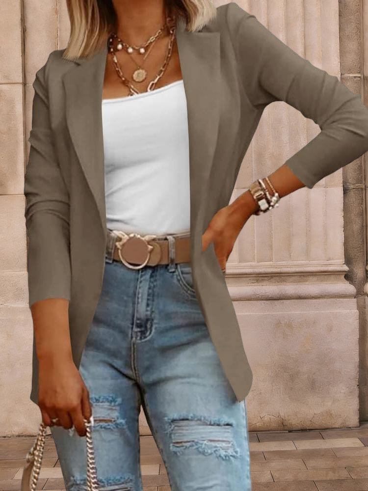 Imily Bela Womens Casual Long Sleeve Blazers Solid Color Knit Blazer Work Office Open Front Blazer Jacket