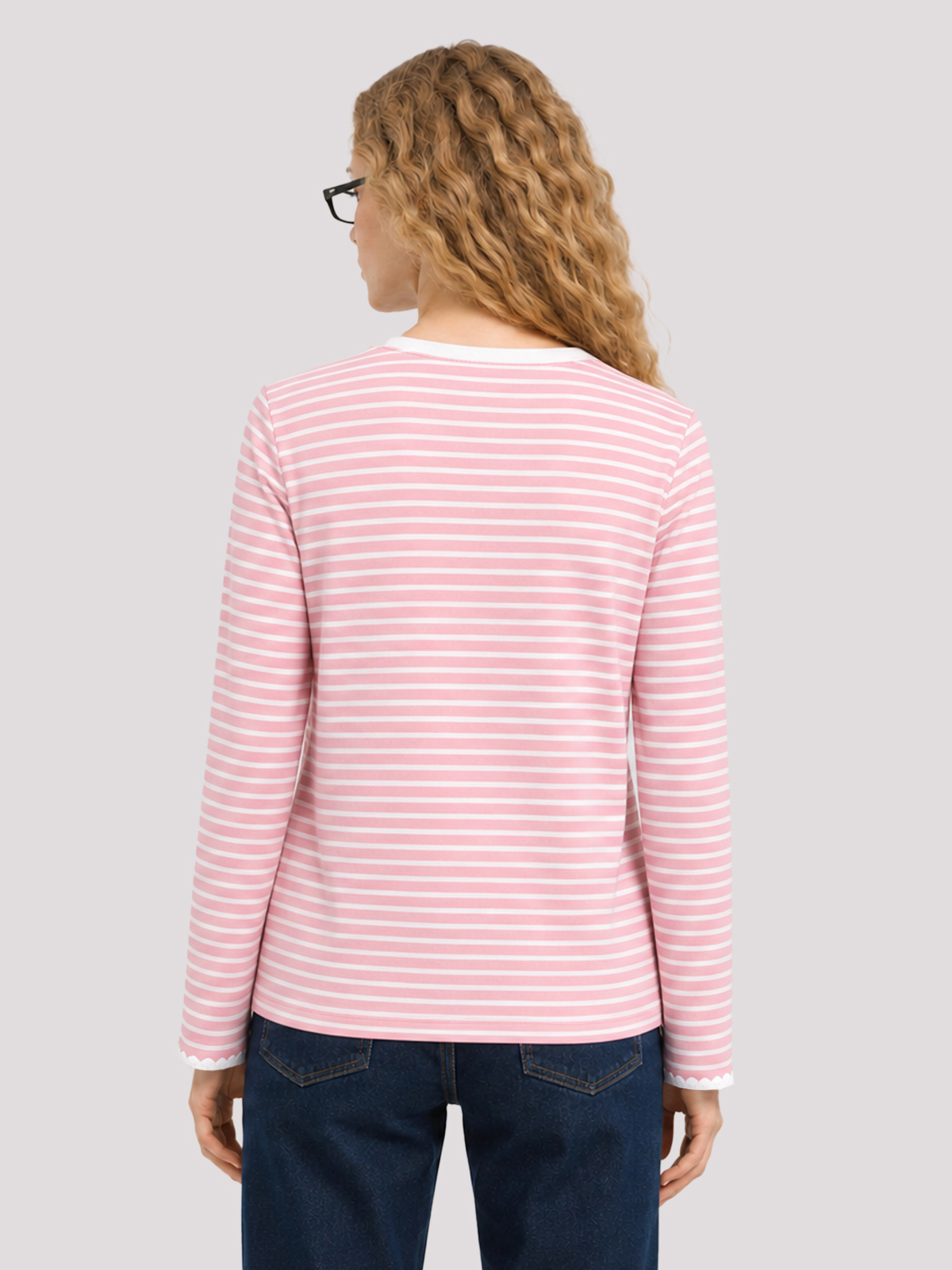Imily Bela Scalloped-Trim Striped Long-Sleeve Tee