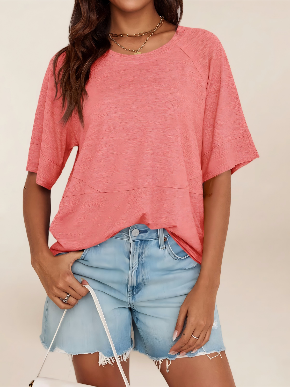 Imily Bela Womens Oversized T Shirts Summer Casual Crewneck 3/4 Sleeve Loose Fit Cute Flowy Tops