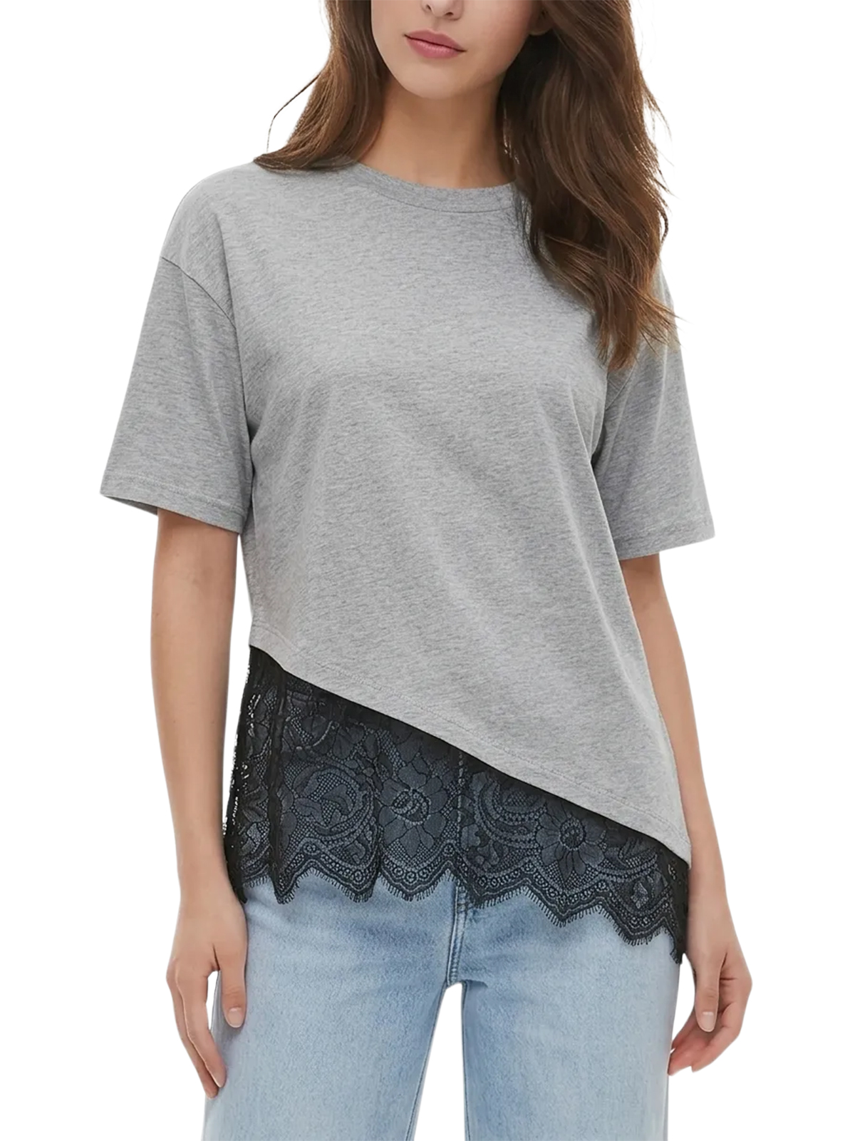Imily Bela Scalloped-Lace Asymmetric Tee