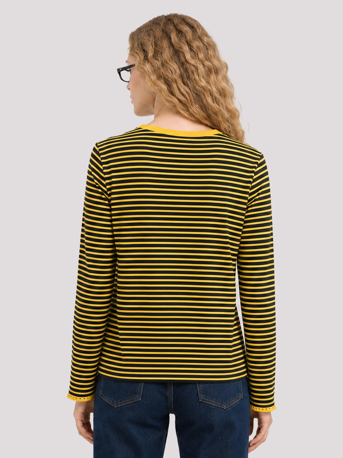 Imily Bela Scalloped-Trim Striped Long-Sleeve Tee
