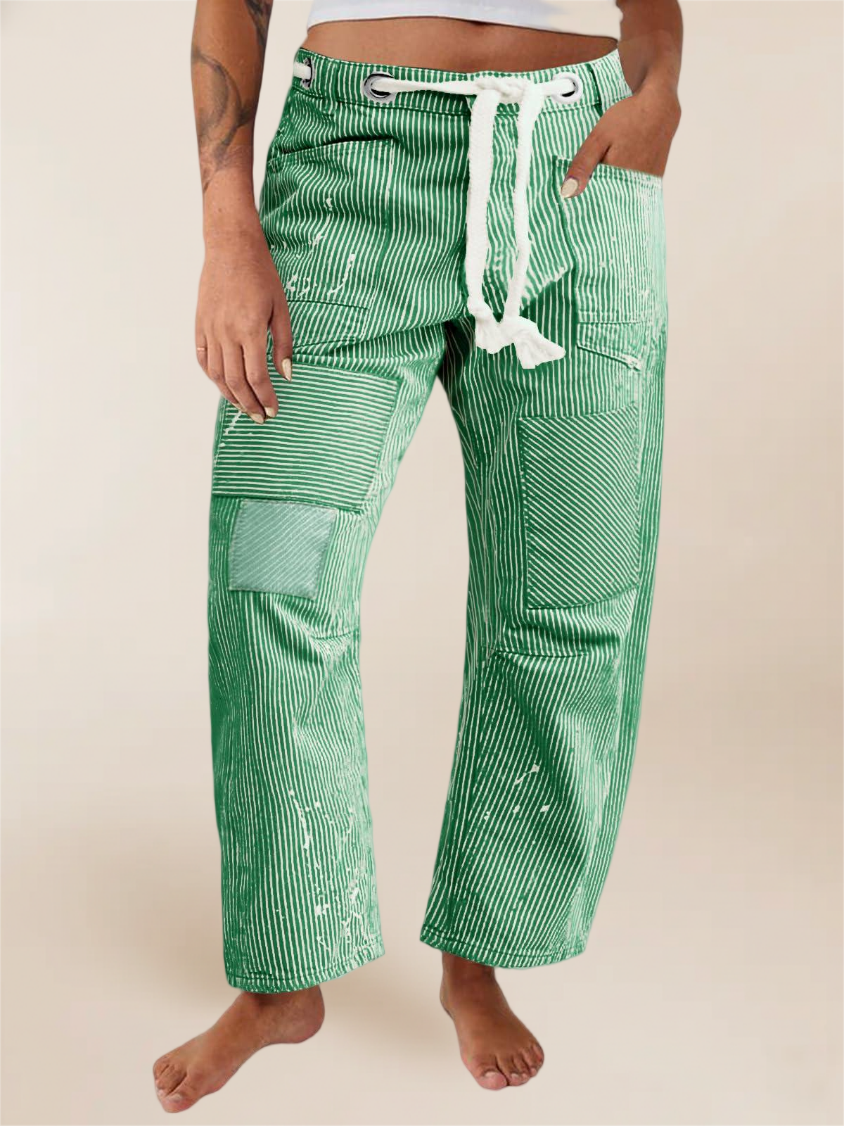 Imily Bela Womens Baggy Barrel Horseshoe Jeans Wide Leg Patchwork Low Rise Denim Pants with Pockets