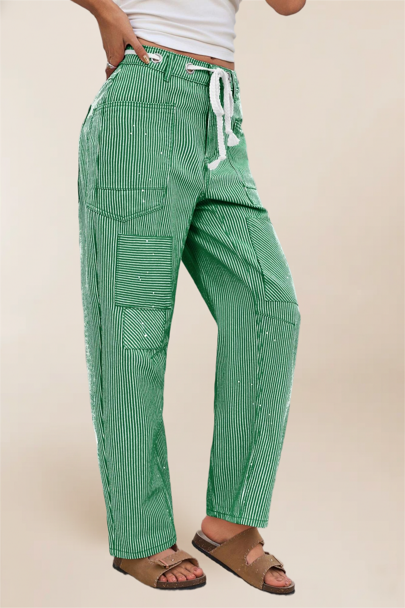 Imily Bela Womens Baggy Barrel Horseshoe Jeans Wide Leg Patchwork Low Rise Denim Pants with Pockets