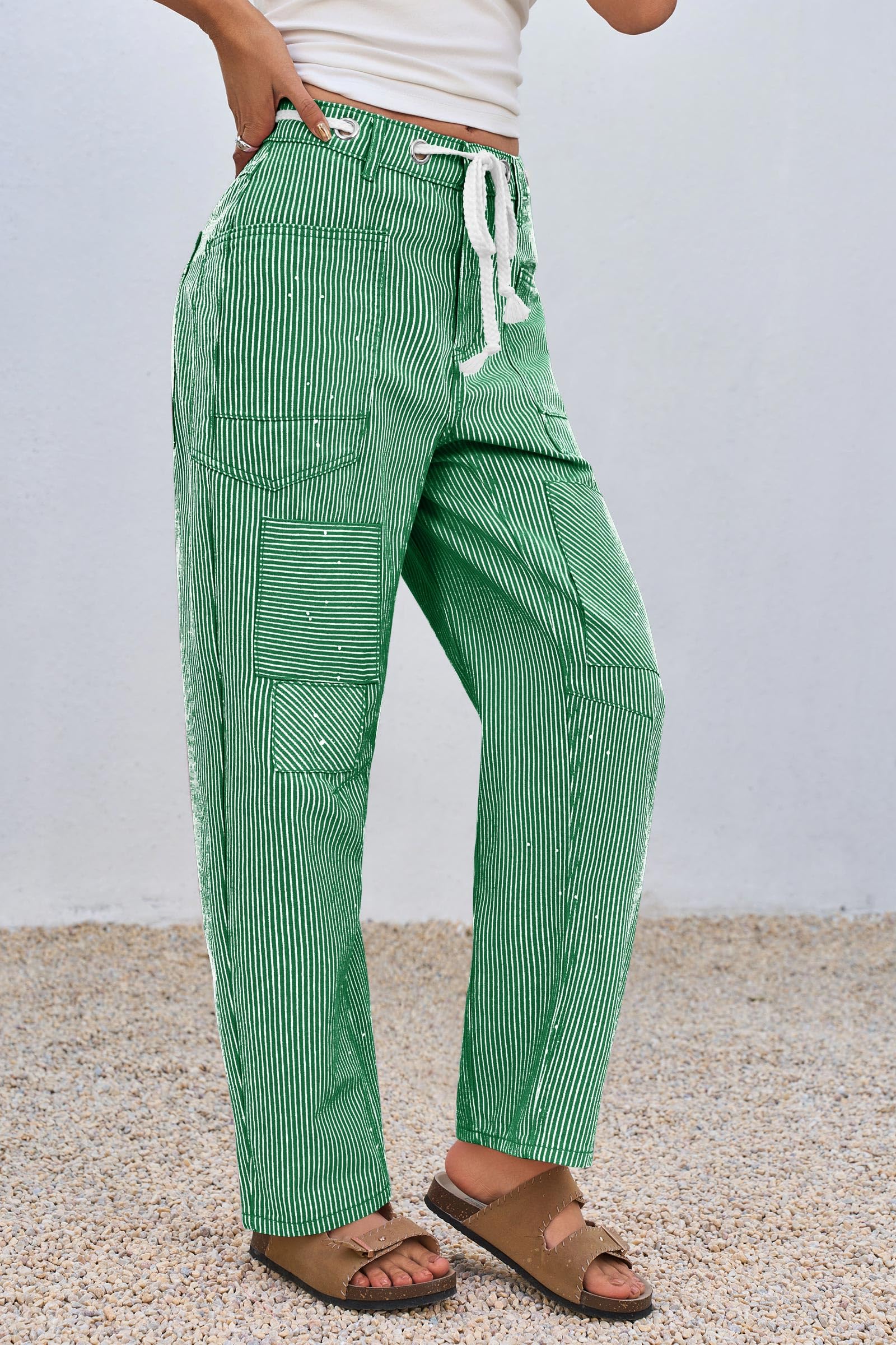 Imily Bela Womens Baggy Barrel Horseshoe Jeans Wide Leg Patchwork Low Rise Denim Pants with Pockets