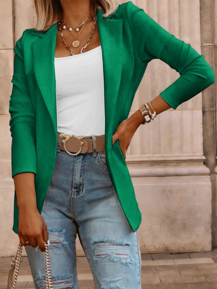 Imily Bela Womens Casual Long Sleeve Blazers Solid Color Knit Blazer Work Office Open Front Blazer Jacket