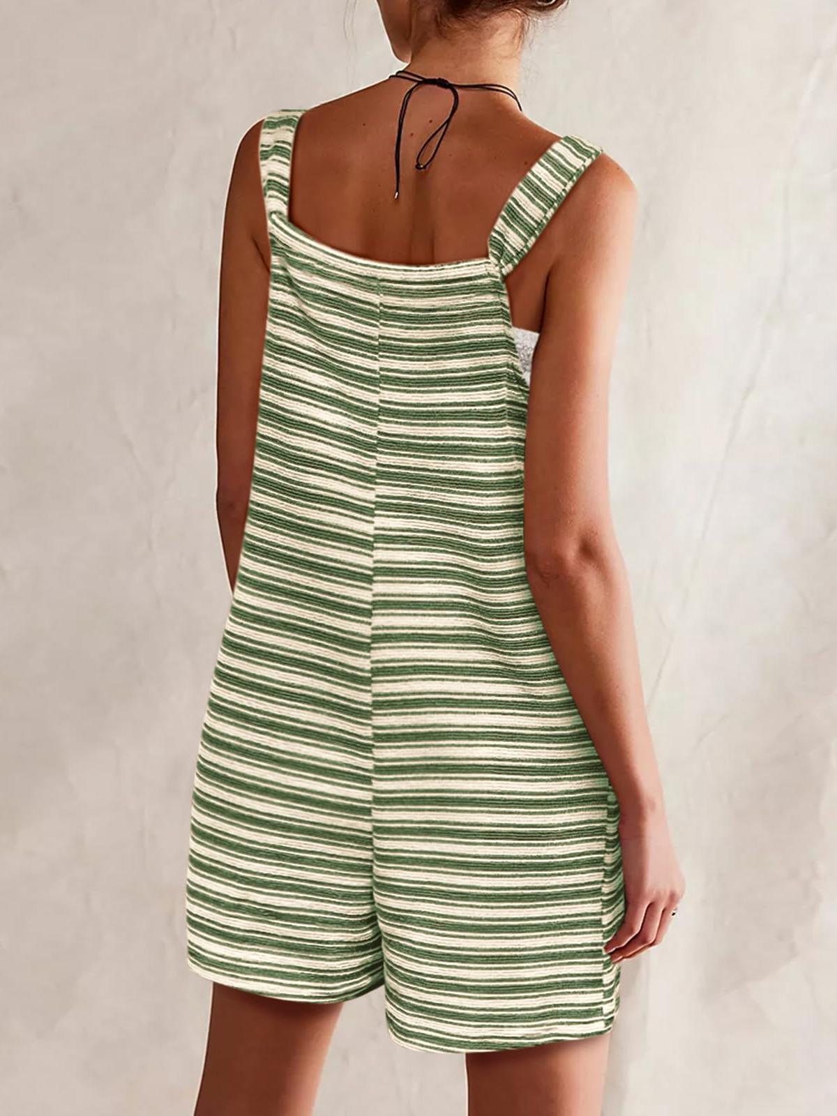 Imily Bela Womens Summer Casual Sleeveless Romper Loose Striped Tied Shorts Overalls Jumpsuit with Pockets