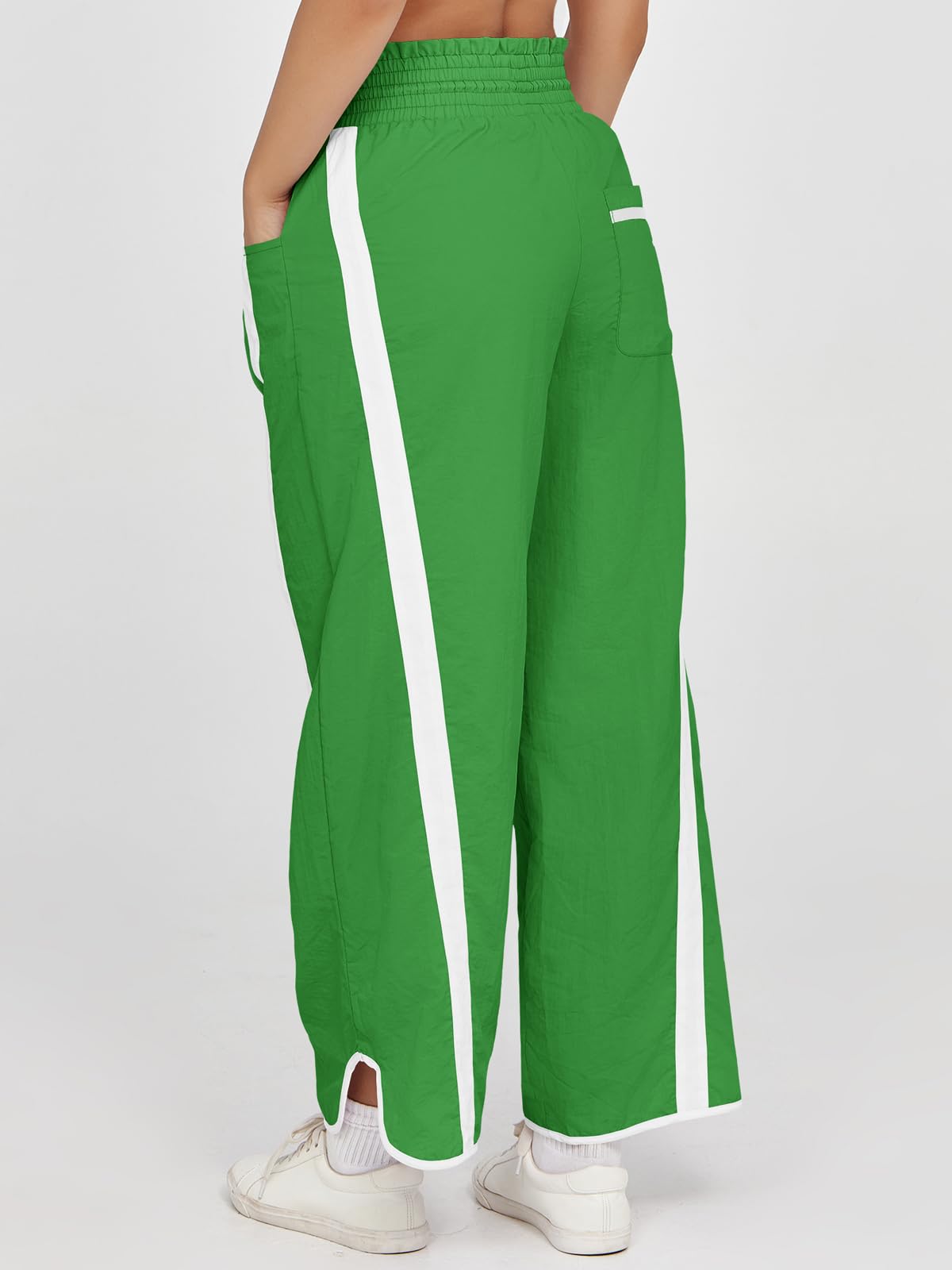 Imily Bela Women's Baggy Wide Leg Pants Casual Drawstring Elastic Waisted Contrast Color Workout Y2K Track Pants