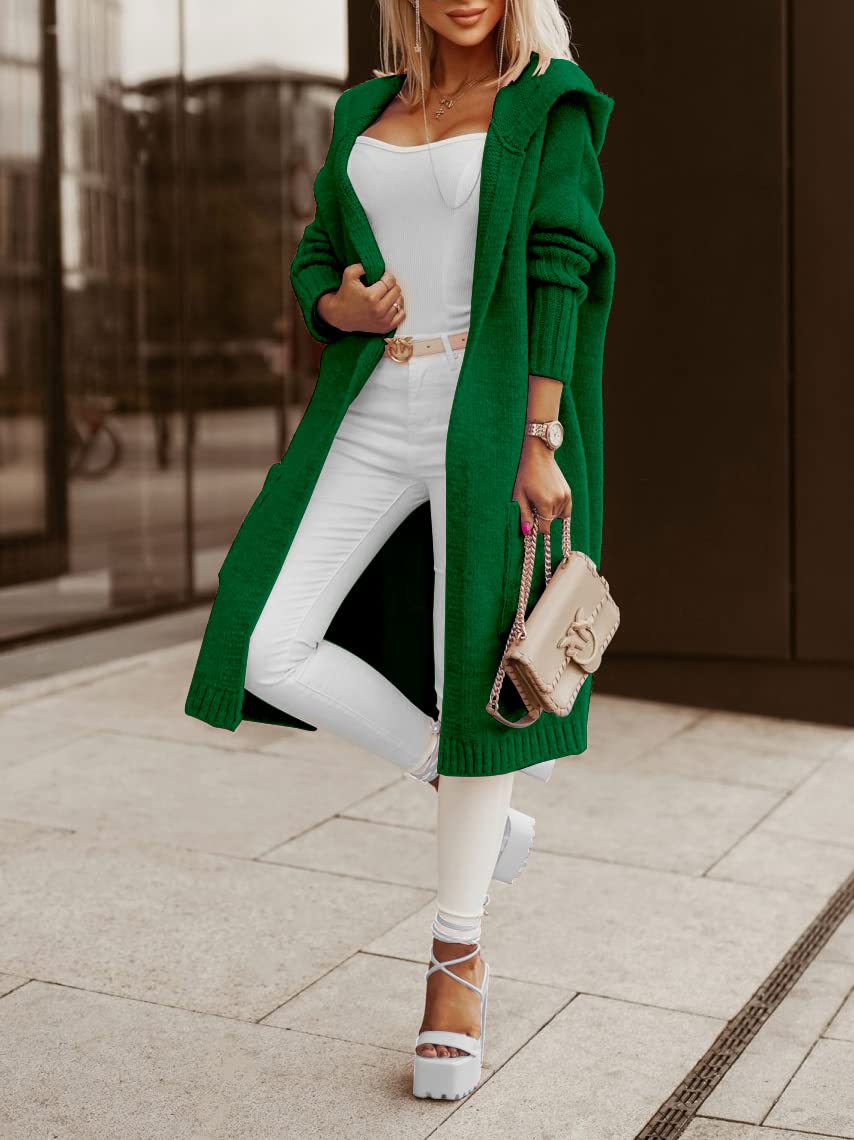 Hooded Open-Front Pocketed Cardigan