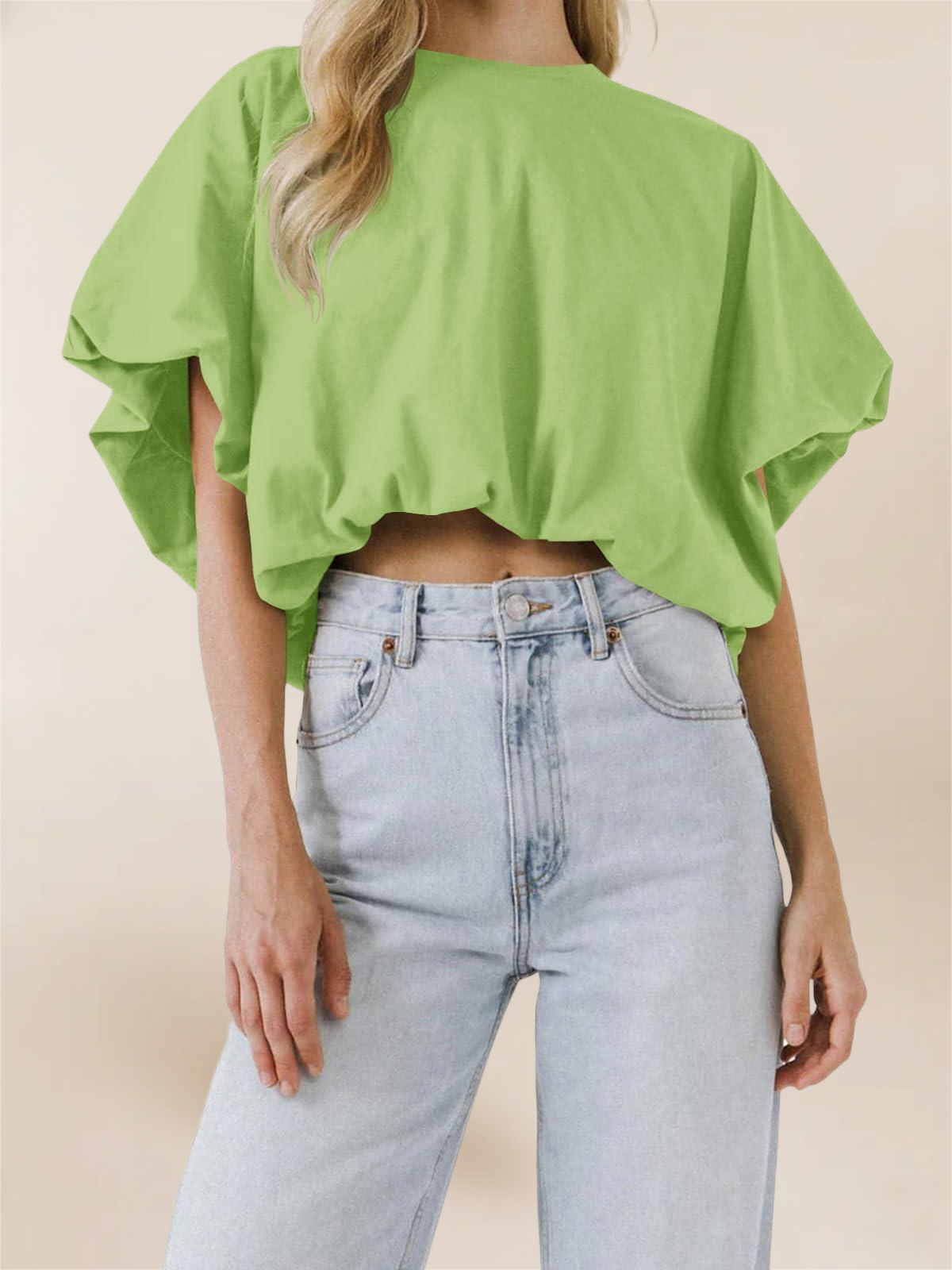 Imily Bela Womens Summer Crewneck Crop Tops Short Sleeve Casual Loose Cropped T Shirts