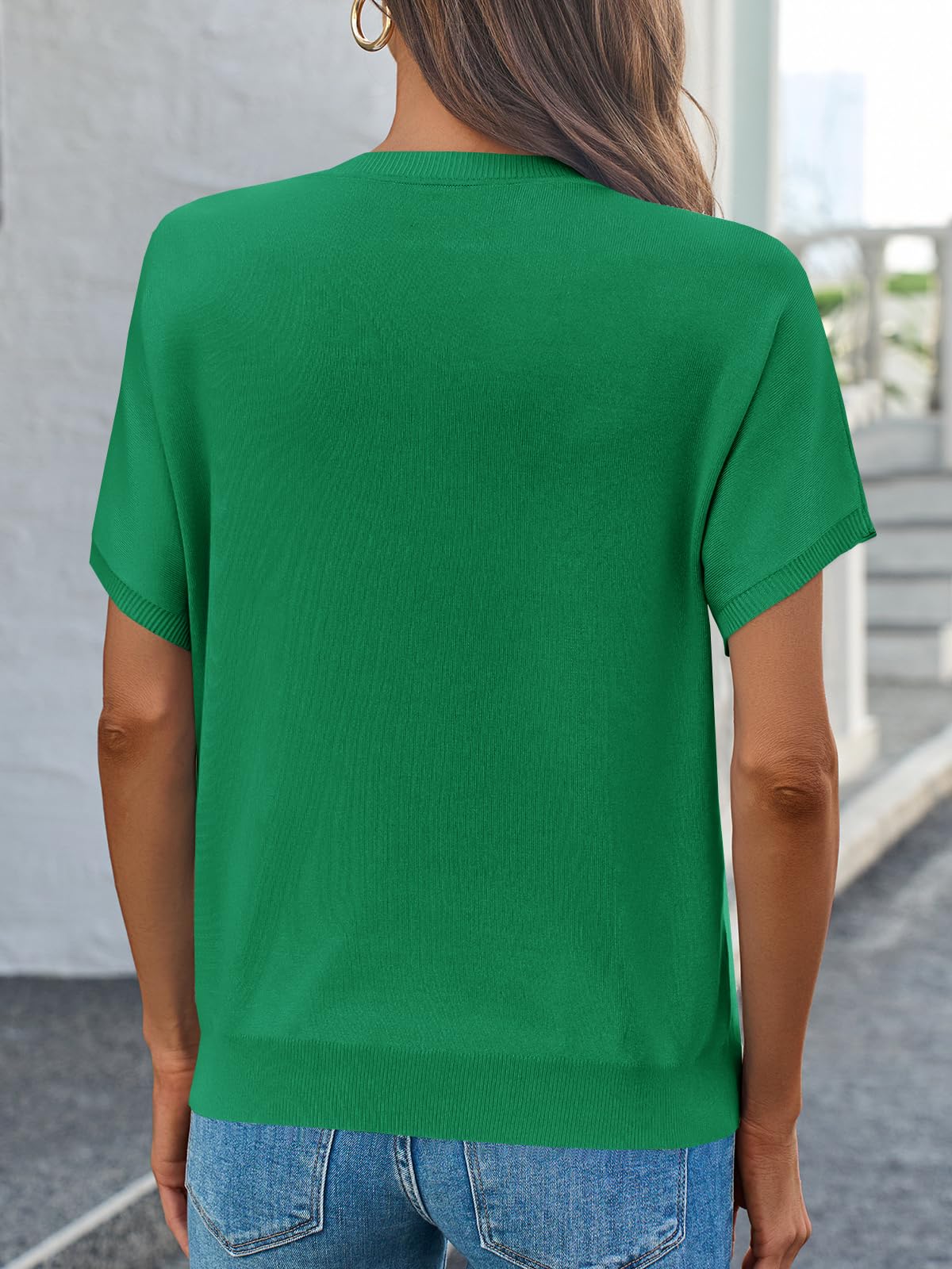 Fine-Knit Short-Sleeve Sweater Tee