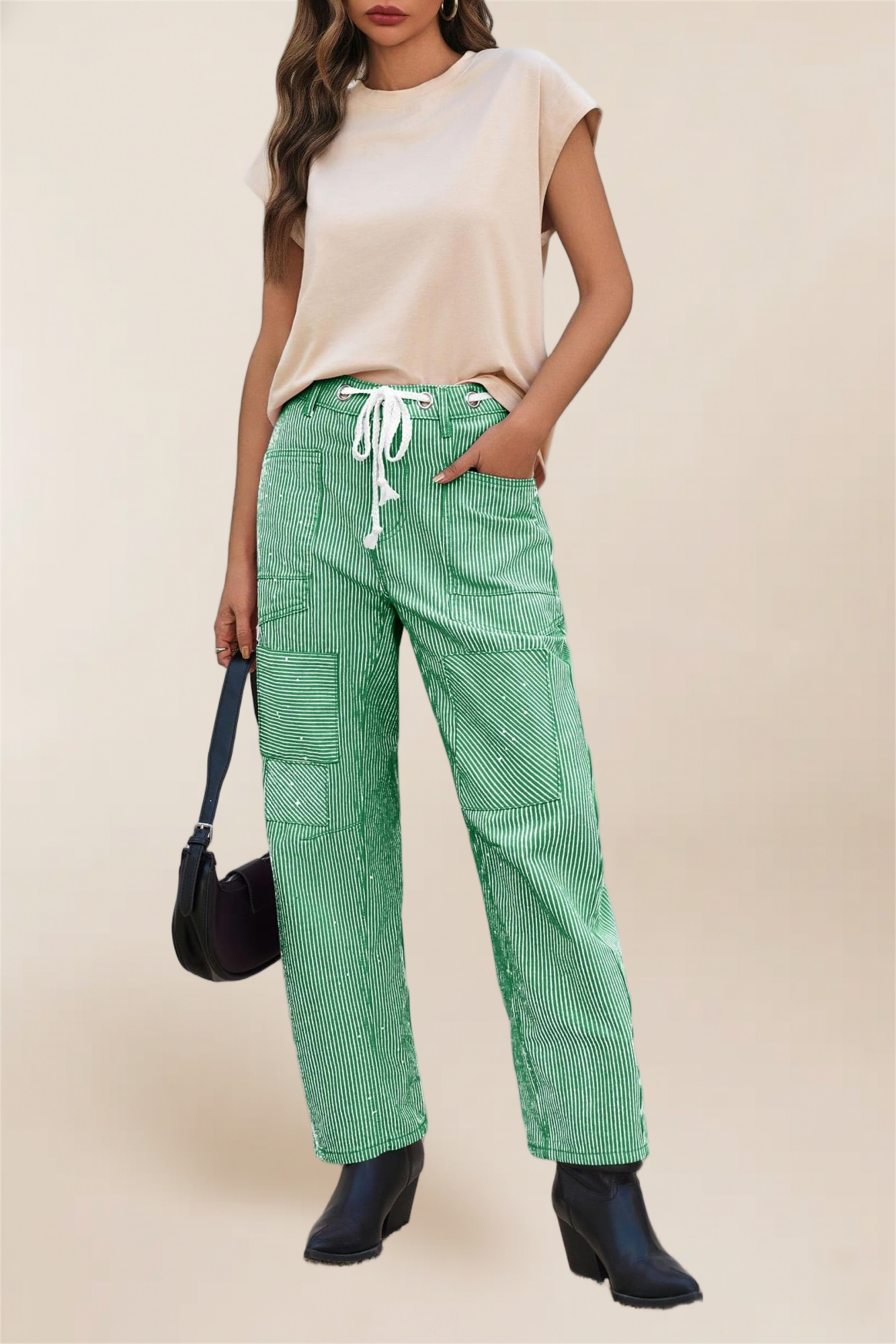 Imily Bela Womens Baggy Barrel Horseshoe Jeans Wide Leg Patchwork Low Rise Denim Pants with Pockets