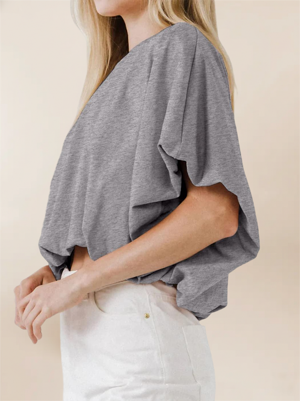 Imily Bela Womens Summer Crewneck Crop Tops Short Sleeve Casual Loose Cropped T Shirts