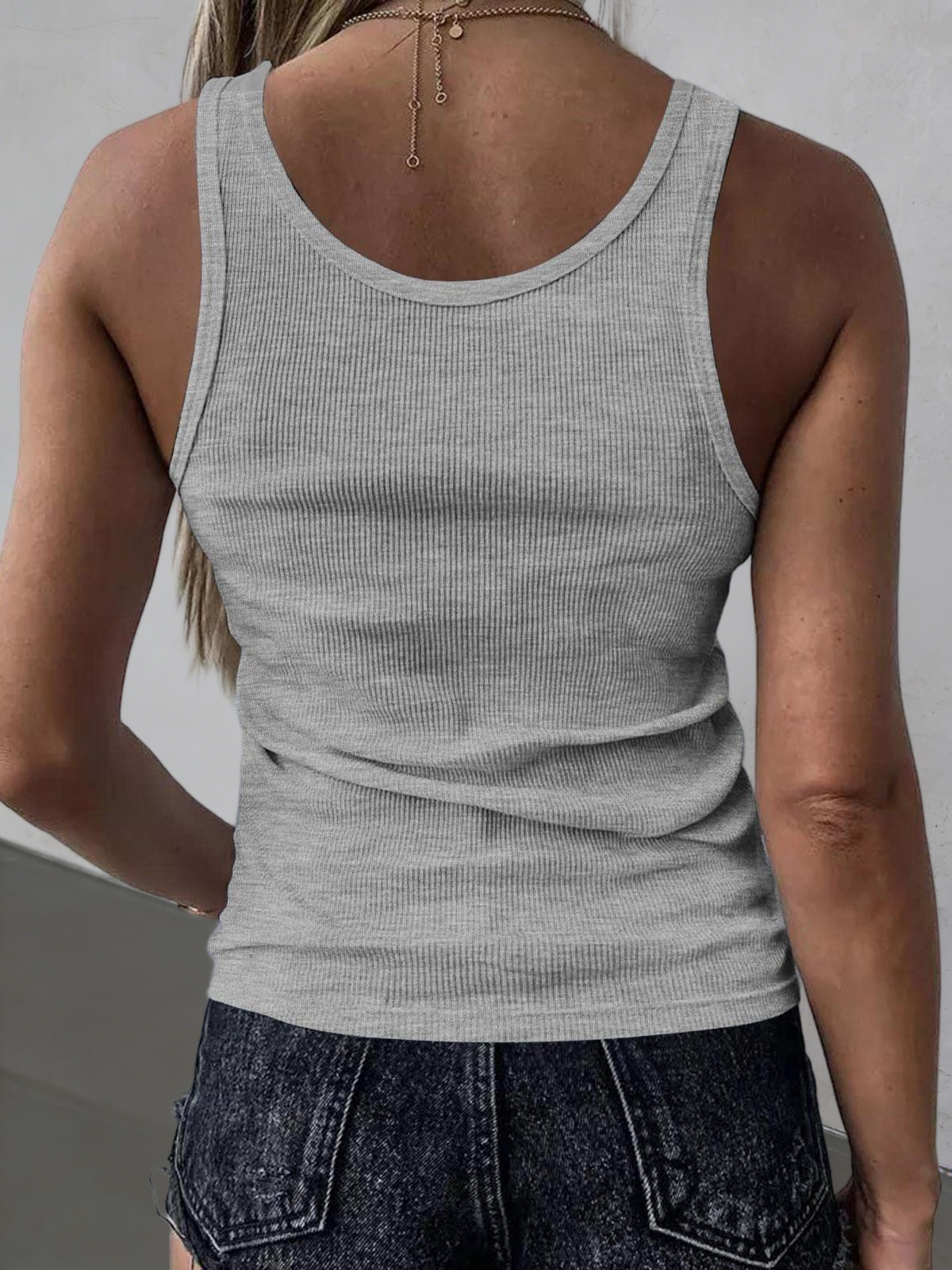 Imily Bela Womens Sexy V Neck Tank Shirts Top Sleeveless Casual Basic Drawstring Rib Knit Tops