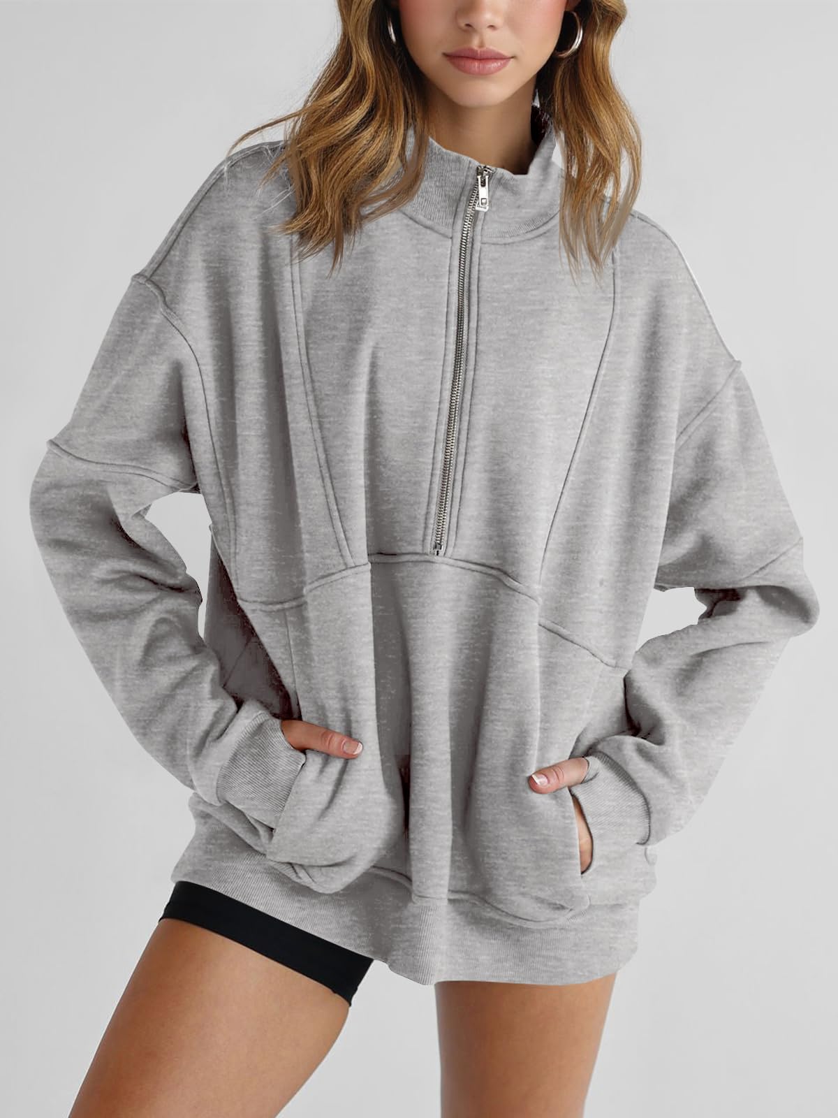 Paneled Half-Zip Sweatshirt