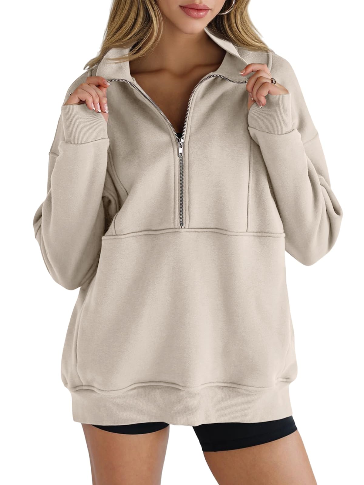 Paneled Half-Zip Sweatshirt