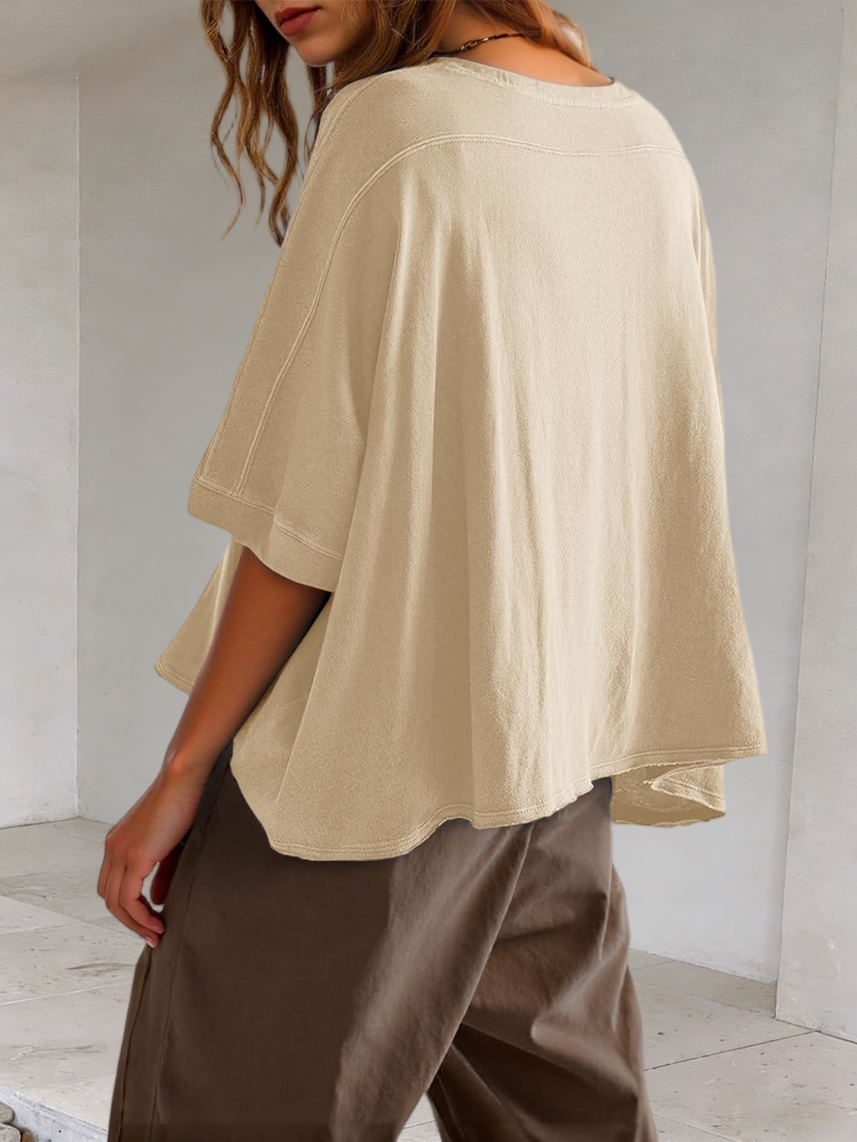 Imily Bela Womens Oversized T-Shirts Cropped Summer Casual Short Sleeve Loose Fit Tee Tops