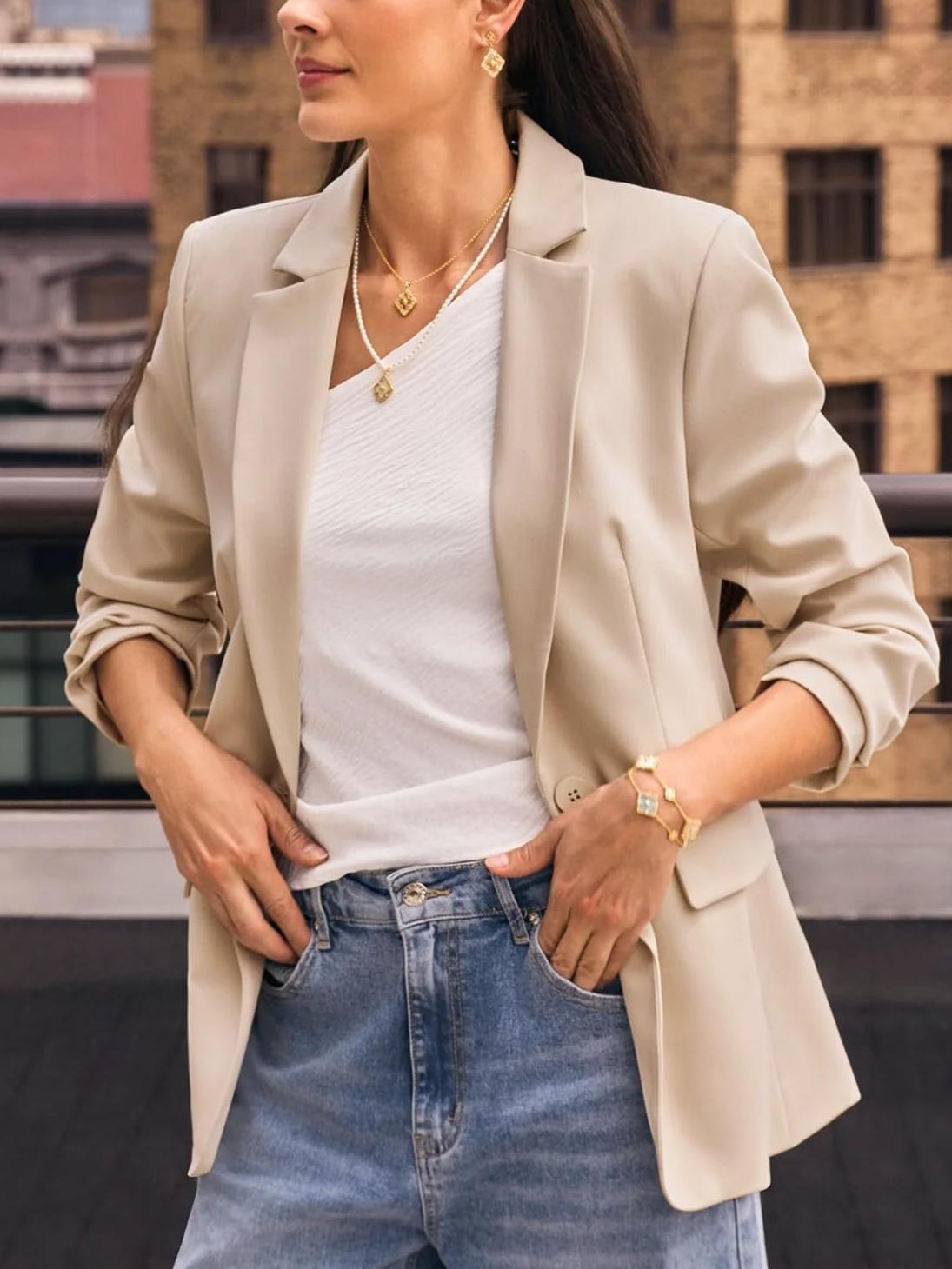 Imily Bela Womens Casual Blazers Open Front Long Sleeve Work Office Suit Jackets Blazer