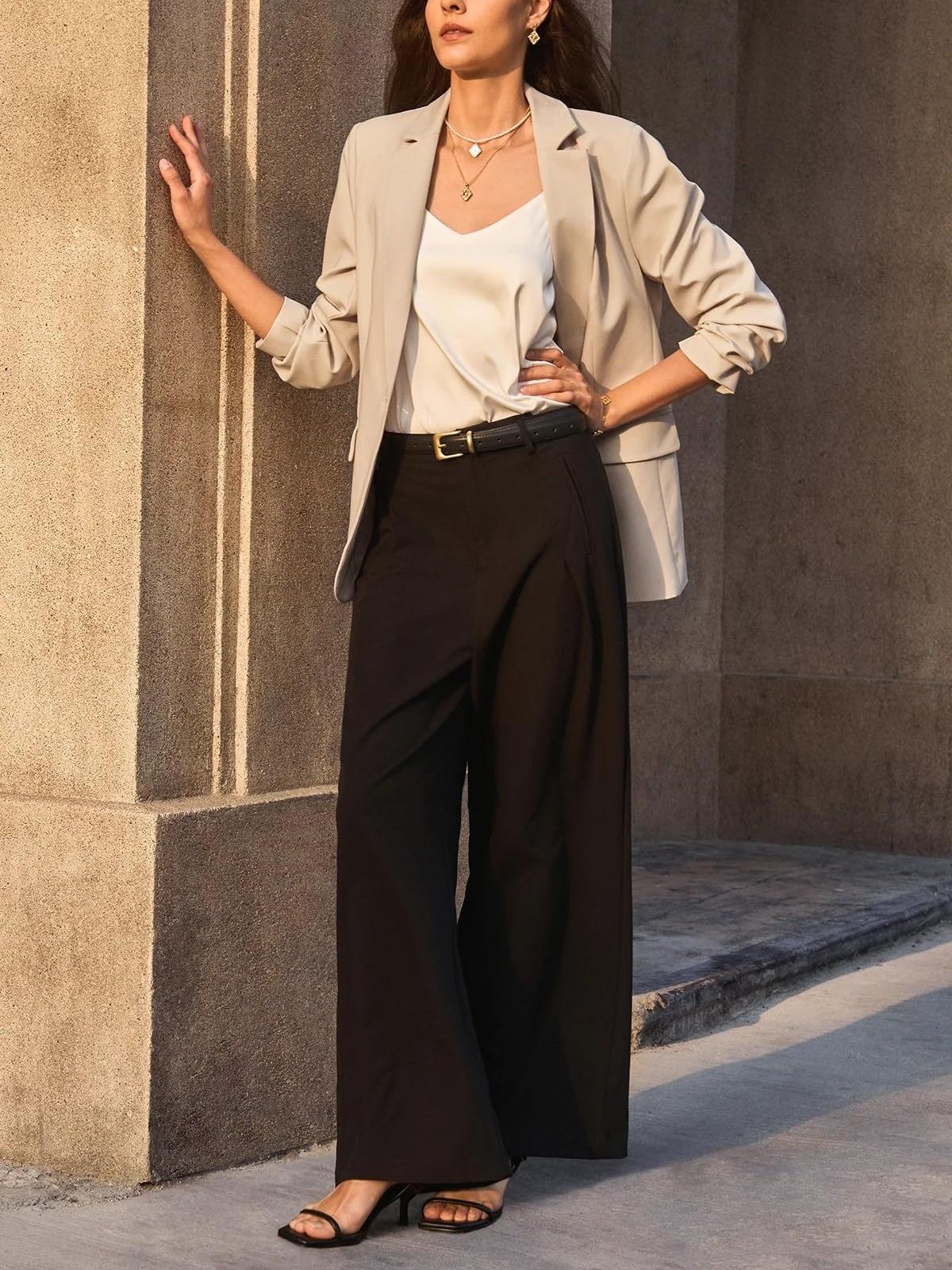 Imily Bela Womens Casual Blazers Open Front Long Sleeve Work Office Suit Jackets Blazer