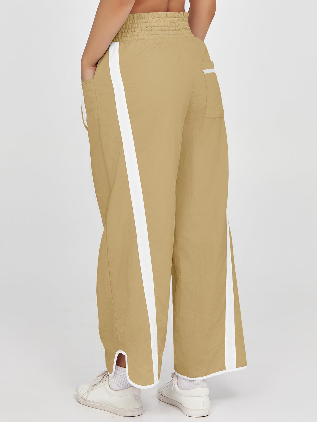 Imily Bela Women's Baggy Wide Leg Pants Casual Drawstring Elastic Waisted Contrast Color Workout Y2K Track Pants