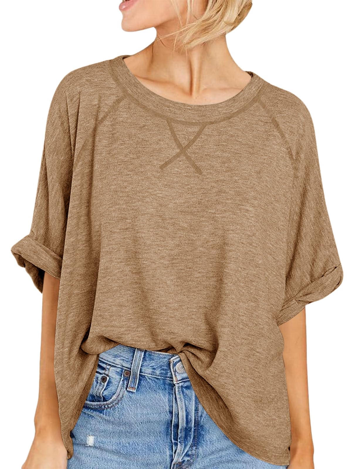 Imily Bela Oversized Tshirts Summer Short Sleeve Shirts Casual Loose Fit Basic Tees