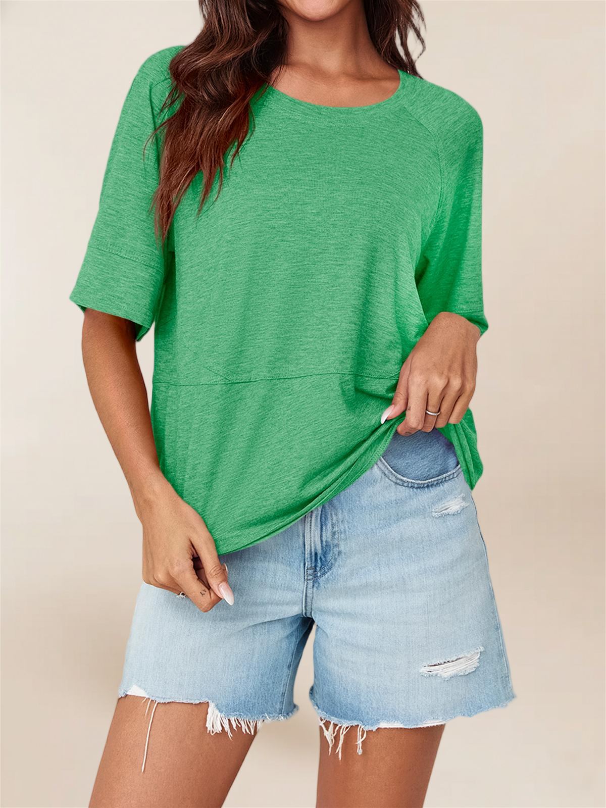 Imily Bela Womens Oversized T Shirts Summer Casual Crewneck 3/4 Sleeve Loose Fit Cute Flowy Tops