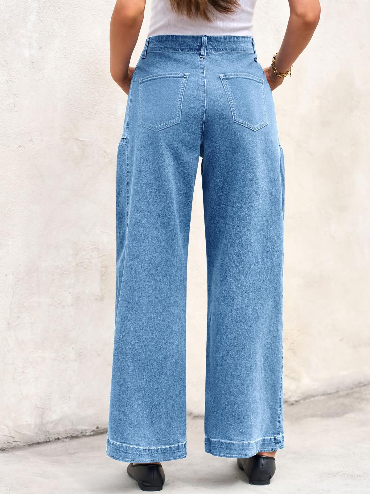 Imily Bela Womens Wide Leg Jeans High Waisted Stretchy Baggy Loose Denim Casual Pants with Pockets