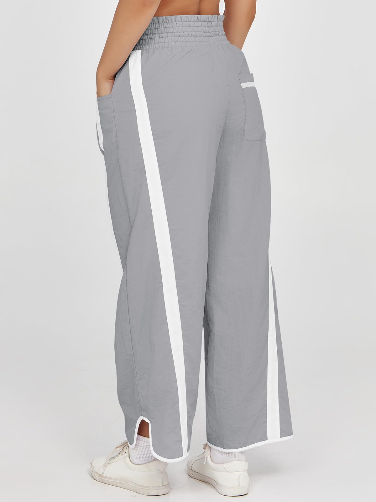 Imily Bela Women's Baggy Wide Leg Pants Casual Drawstring Elastic Waisted Contrast Color Workout Y2K Track Pants