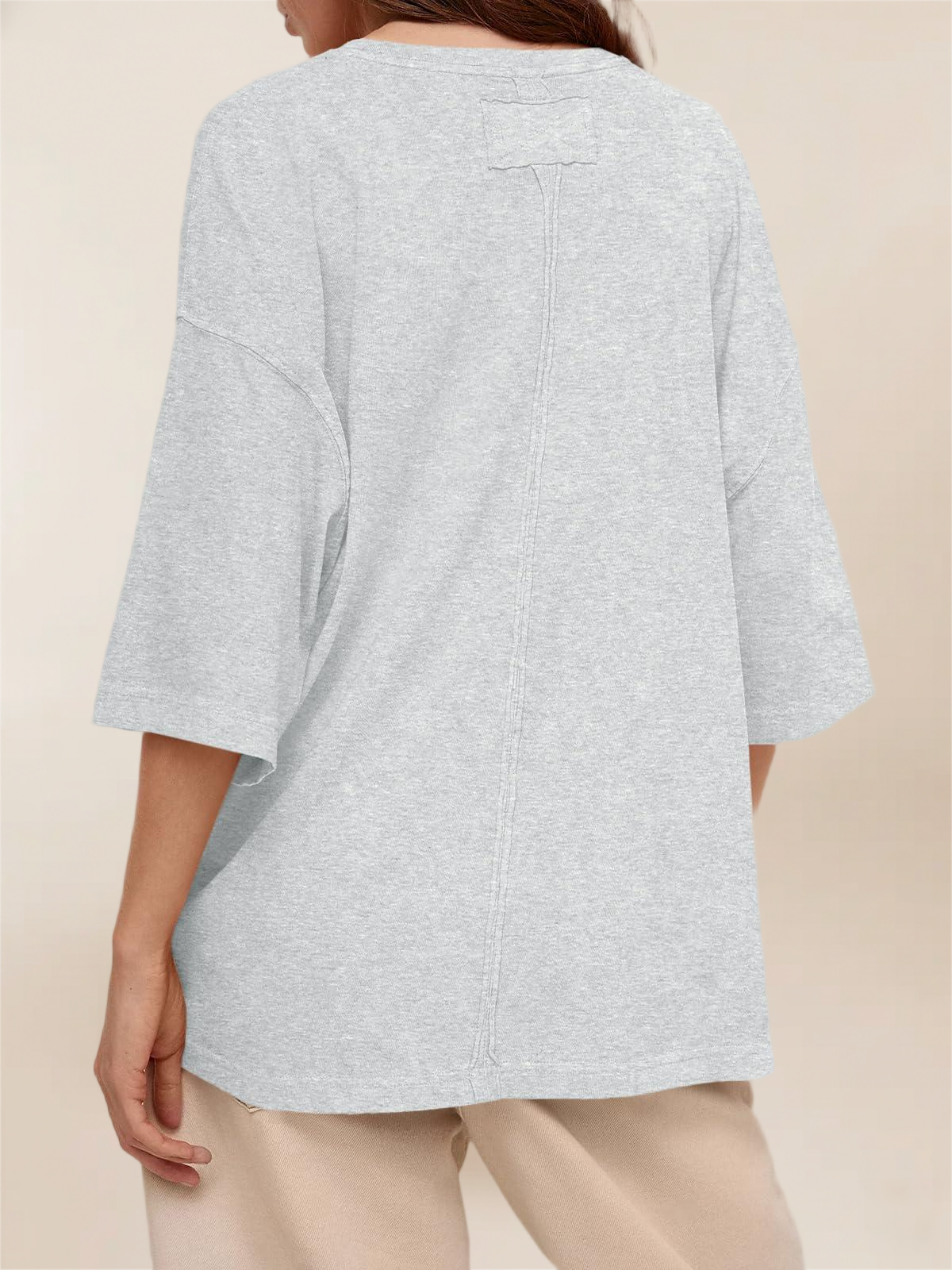 Imily Bela Womens Oversized Half Sleeve T-Shirts Summer Casual Crew Neck Tunic Tops Loose Fit Boxy Basic Tees