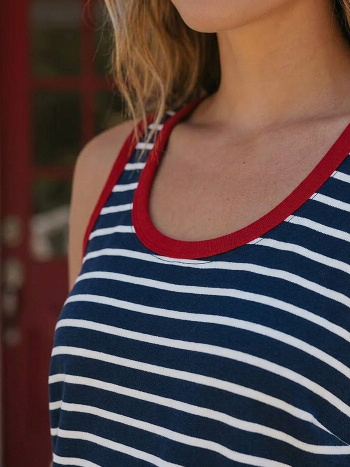 Womens Cotton Summer Dresses for Women Striped Dress Drawstring Waist Casual Tank Mini Dresses with Pockets