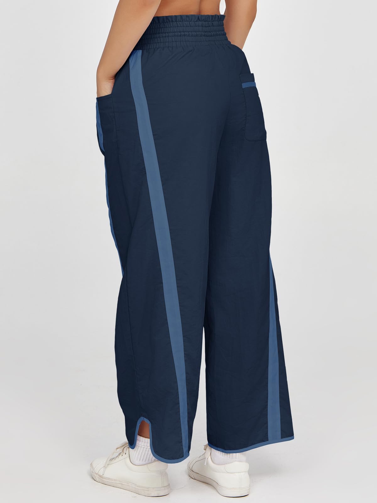 Imily Bela Women's Baggy Wide Leg Pants Casual Drawstring Elastic Waisted Contrast Color Workout Y2K Track Pants