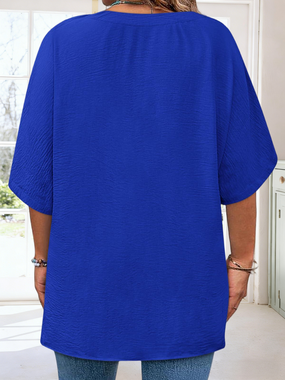 Imily Bela Womens Plus Size Tops Short Sleeve V Neck Tee Blouse Summer Loose Fit Casual Tunic Top XL-5XL