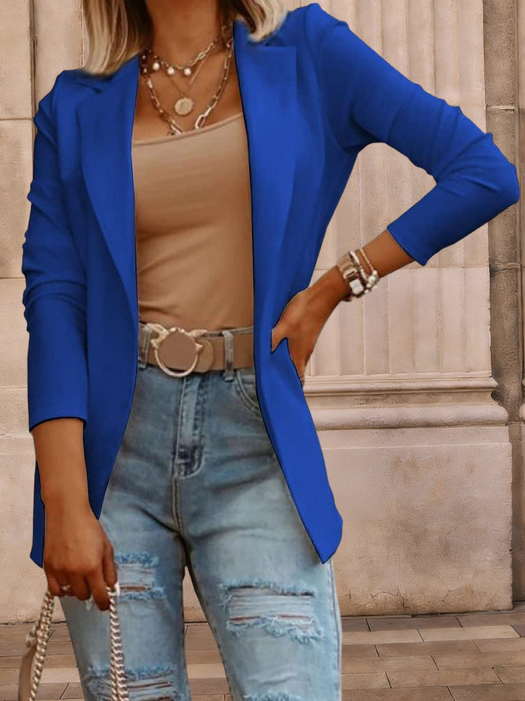 Imily Bela Womens Casual Long Sleeve Blazers Solid Color Knit Blazer Work Office Open Front Blazer Jacket