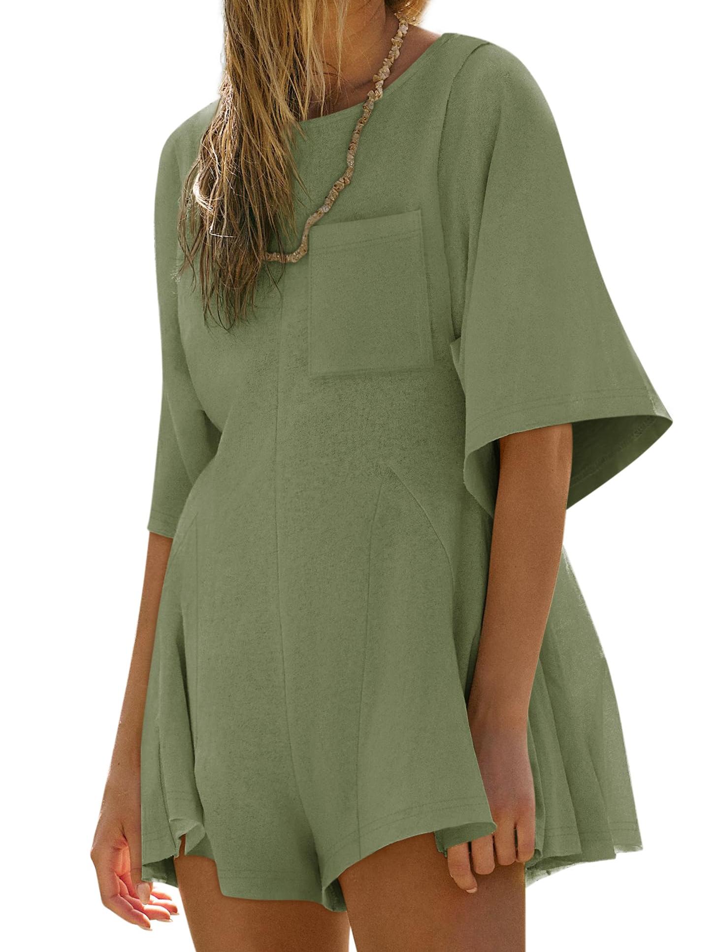 Crewneck Short-Sleeve Romper